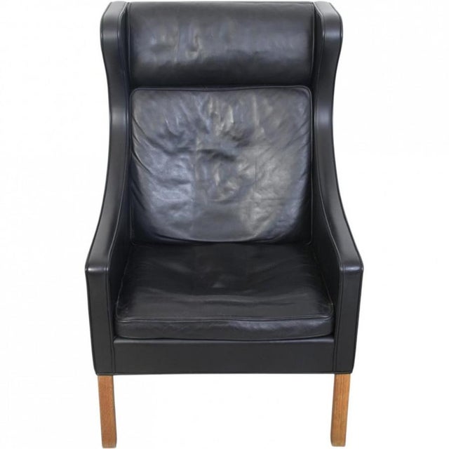 2204 Wing Chair in Black Leather by Børge Mogensen, 2020 For Sale - Image 16 of 16