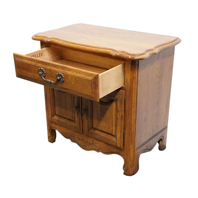 Wood Keller Furniture Solid Oak Country French Style 28" Cabinet Nightstand For Sale - Image 7 of 14