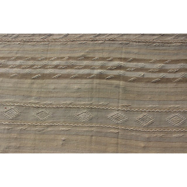 Taupe Vintage Turkish Flat-Weave Striped Kilim in Taupe Colors For Sale - Image 8 of 12