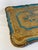 Wood Vintage Rectangular Italian Blue and Gold Florentine Tray For Sale - Image 7 of 11