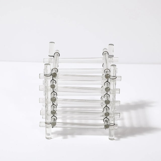 Art Deco Glass Rod & Frosted Square Glass Rod Cachepot For Sale - Image 16 of 18