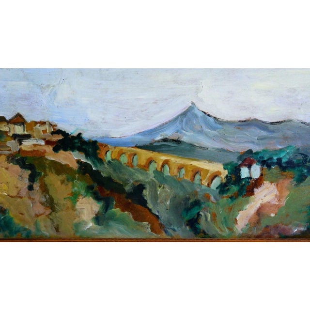 1920s 20th Century, View of a Village and Aqueduct in the Roman Countryside, 1920s, Oil Painting on Masonite, Framed For Sale - Image 5 of 12