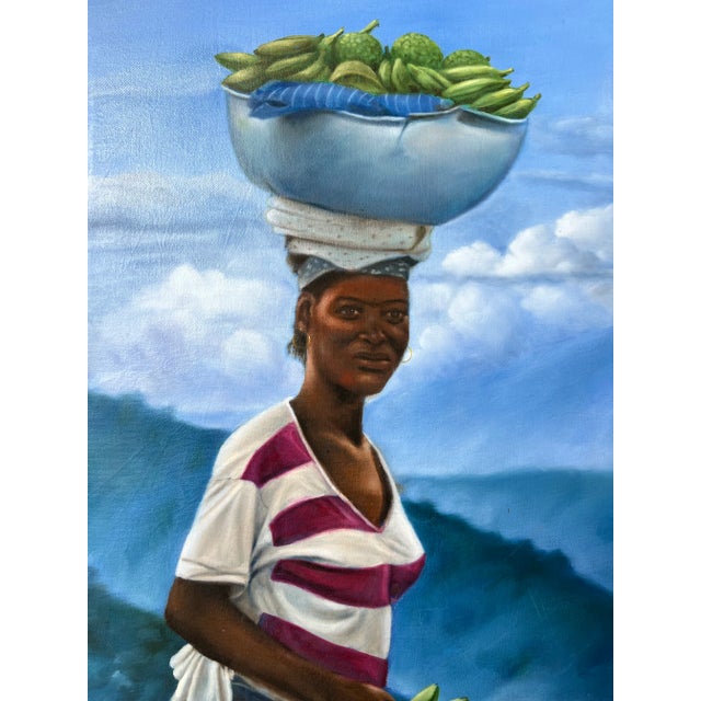Modern Lucson Guerrier Caribbean Woman With Fruit Bowl For Sale - Image 3 of 13