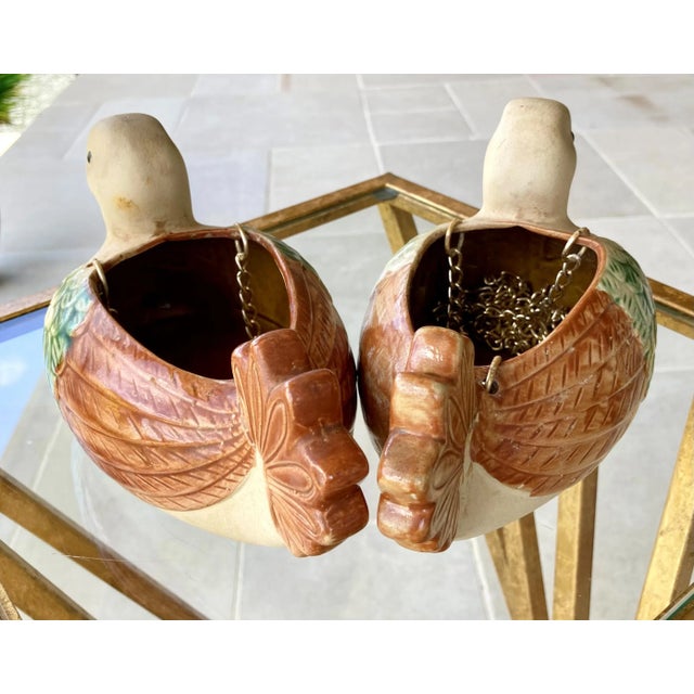 Circa 1970 Hanging Earthenware Dove Planters, a Pair For Sale - Image 4 of 13