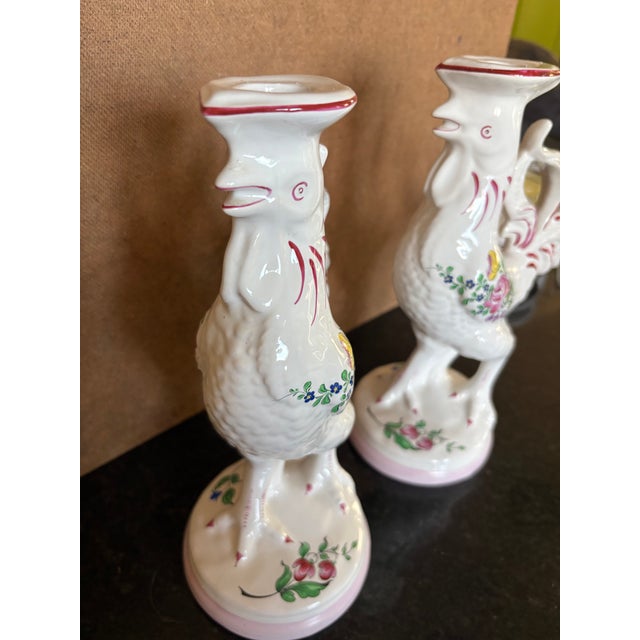 Mid 20th Century French Luneville Rooster Candle Holders For Sale - Image 5 of 9