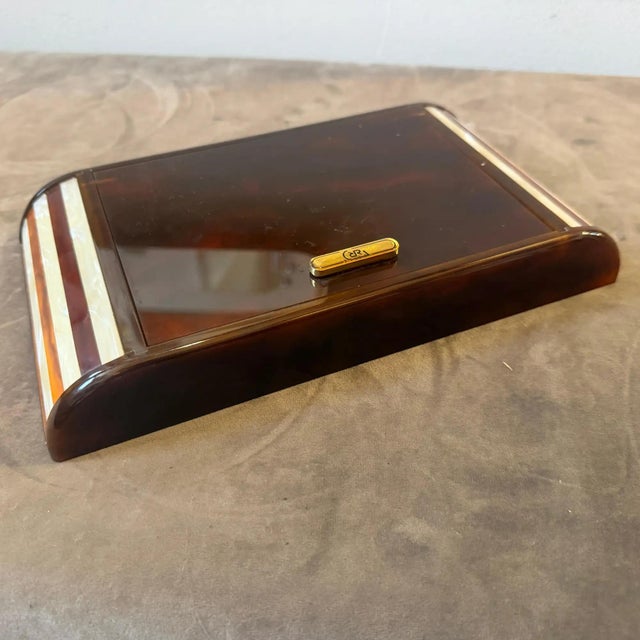 1970s Mid-Century Modern Faux Tortoiseshell Lucite Games Box by Renzo Romagnoli For Sale - Image 13 of 13