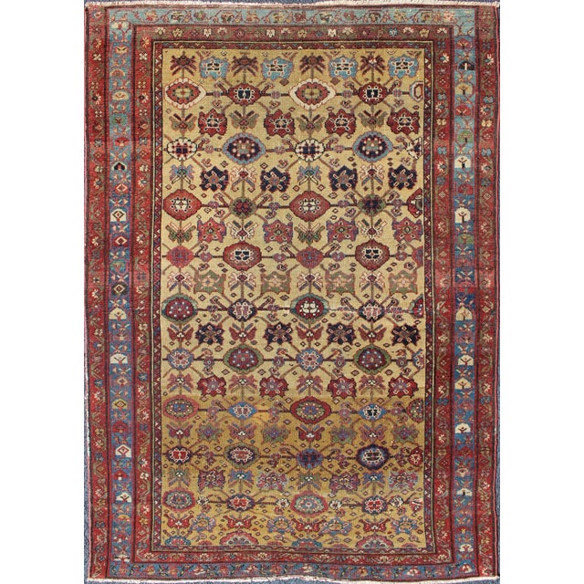 All Over Geometric Antique Persian Malayer Rug in Yellow, Red, Blue, Green For Sale - Image 13 of 13