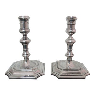 Bvlgari Sterling Silver Candlestick Holder Pair For Sale