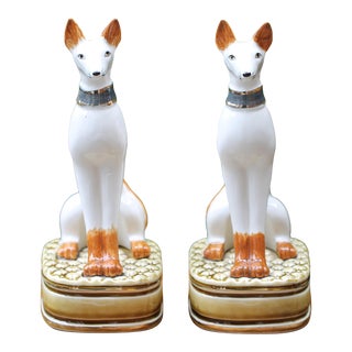 Pair of Andrea by Sadek Ceramic Greyhound Bookends/Figurines Circa 1970 For Sale