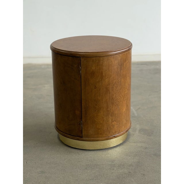 Vintage Drum Burl & Brass Nightstand For Sale In Los Angeles - Image 6 of 10