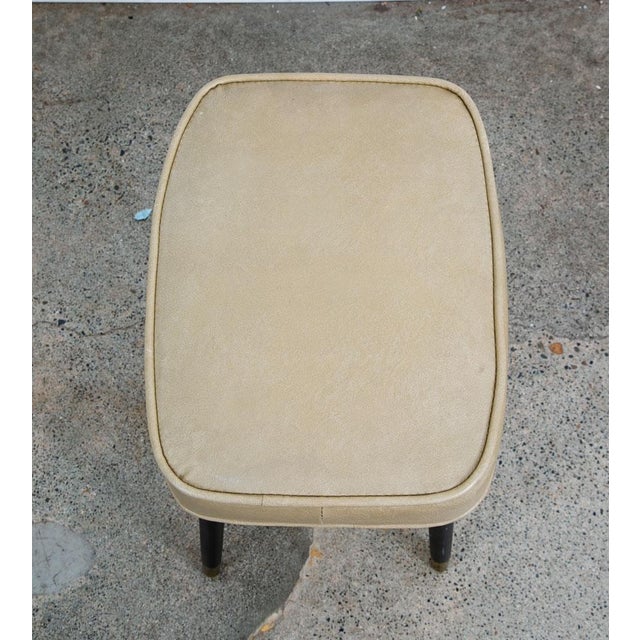 1960s Mid Century Modern Ottoman Stool Tan Wood Vintage MCM MCM Black Rectangular For Sale - Image 5 of 7