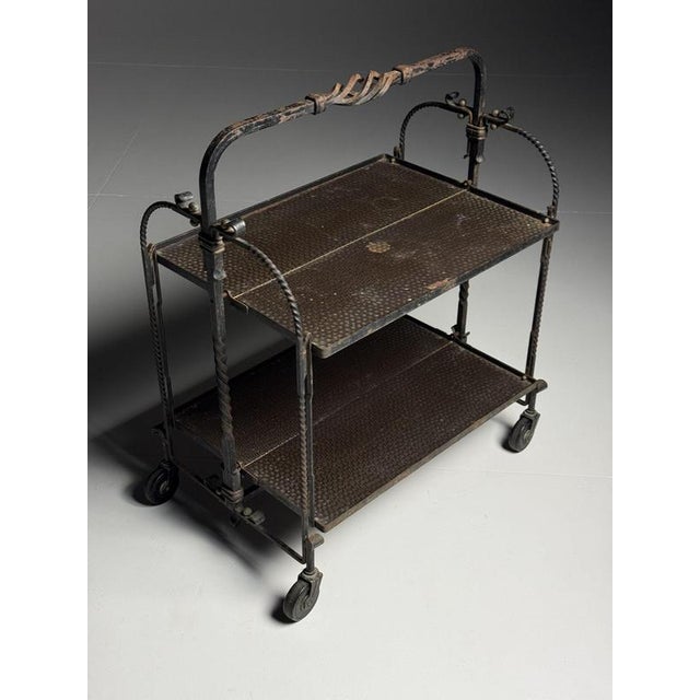 Brown French Serving Trolley in Metal For Sale - Image 8 of 15