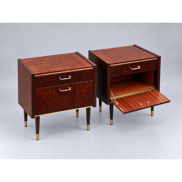 Vintage Nightstands with Brass Details, Set of 2 For Sale - Image 5 of 8