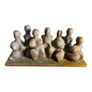 Vintage Cubist Clay Sculpture