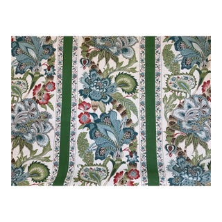 Schumacher’s Anjou Stripe Linen Fabric in Emerald 2 1/2 Yards For Sale
