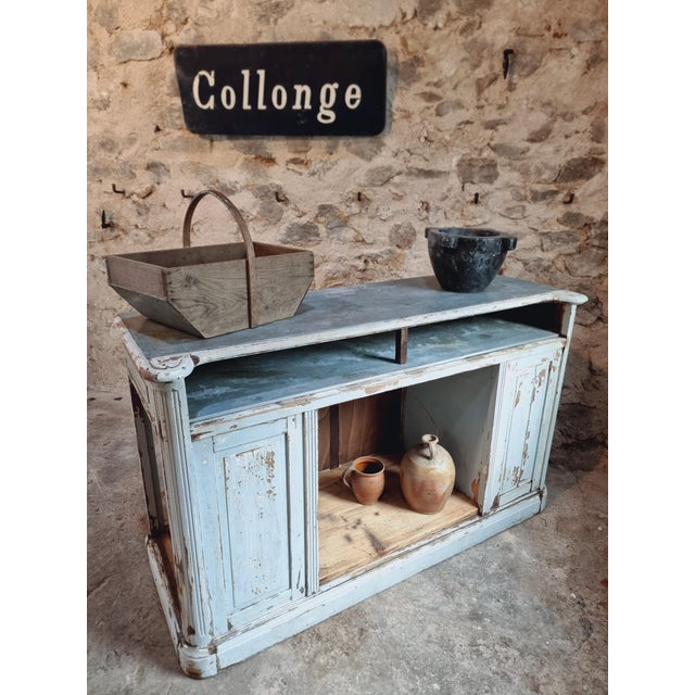 French Shop Counter in Oak and Zinc, 1900s For Sale - Image 5 of 18