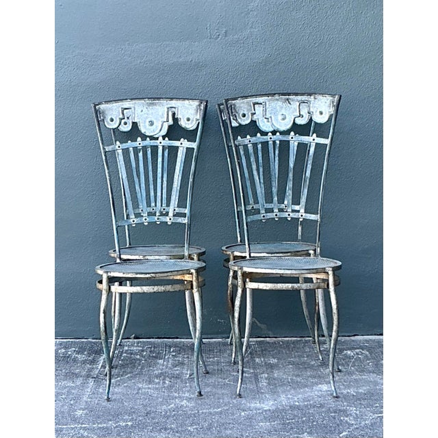 Mid 20th Century Vintage Boho Wrought Iron Carousel Chairs - Set of 4 For Sale - Image 5 of 12