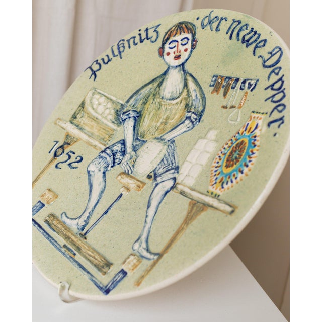 Wall Plate Ceramic by Werner Schmidt for Pulsnitz, Germany, 1970s For Sale - Image 9 of 12