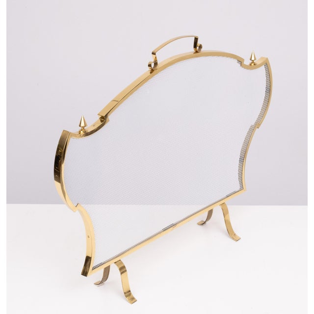 Hollywood Regency Hollywood Regency Brass Fire Screen, France, 1970s For Sale - Image 3 of 11