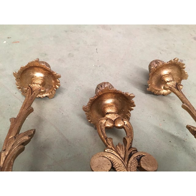 French Louis XVI Style '19th Century' Three Scroll Arm Candelabras - a Pair For Sale - Image 12 of 13
