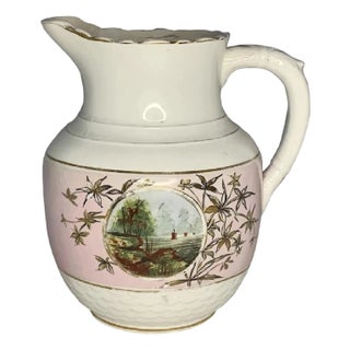 Antique Sampson Bridgwood Maritime Pitcher: Hand-Painted Porcelain, c.1880 For Sale
