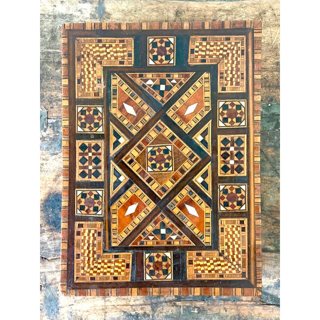 Mid 20th Century Vintage Moroccan Wood Inlay Box For Sale - Image 5 of 12