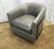 Restoration Hardware Rh Reginald Leather Swivel Chair Berkshire Leather in Pewter | Bronze For Sale - Image 4 of 18