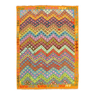 Reversible Kilim Flat Weave Wool on Wool Rug For Sale