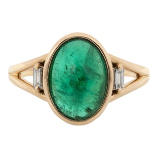 2.4Ct Zambian Emerald Ring With Natural Diamond Accents: Solid 14k Gold, Size 6.75 For Sale
