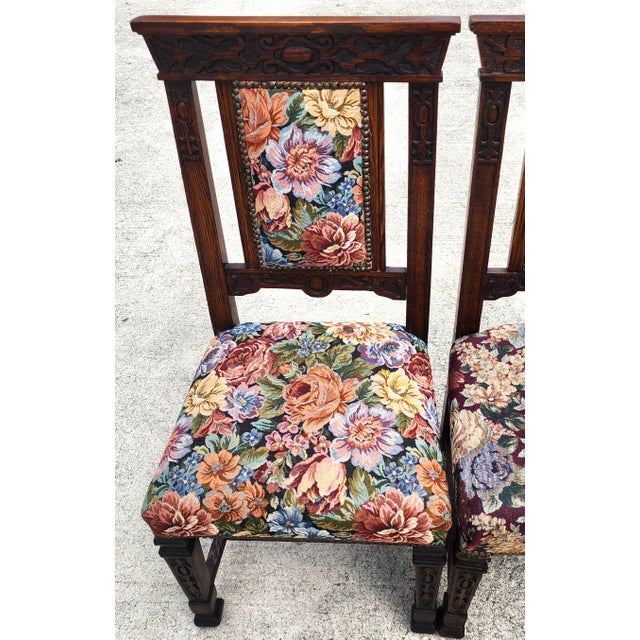Wood Antique English Oak Dining Chairs 1800s Set of 6 For Sale - Image 7 of 16