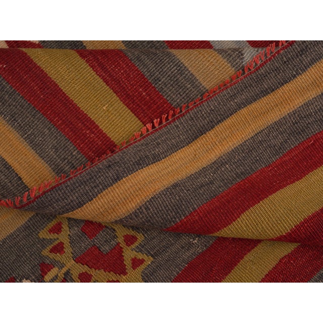 1970s 1970s Vintage Handmade Wool Cotton Red Runner Rug For Sale - Image 5 of 10