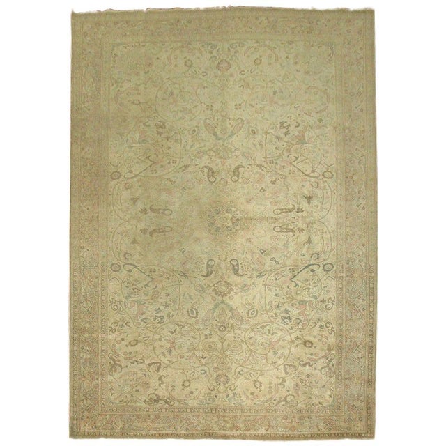 Classic early 20th century finely woven Turkish Sivas rug with a muted formal palette. Beige, brown, brown, peachy pink...