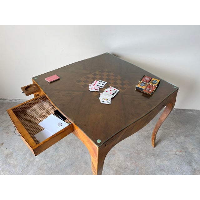 Italian Hollywood Regency Olive Wood Game Table Chairish