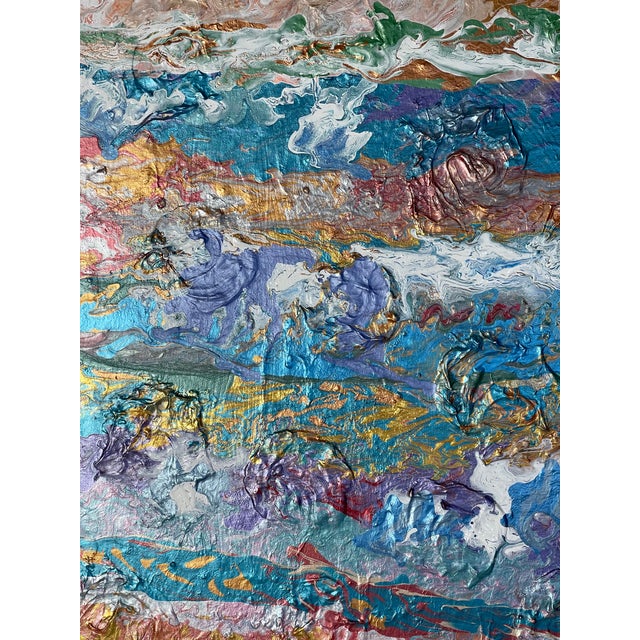 Abstract Abstract Vintage Painting on Canvas in Antique Frame For Sale - Image 3 of 8