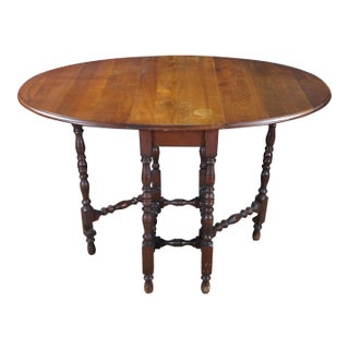 Antique William & Mary Style Oak Oval Drop Leaf Gateleg Side Table For Sale