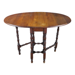 Antique William & Mary Style Oak Oval Drop Leaf Gateleg Side Table