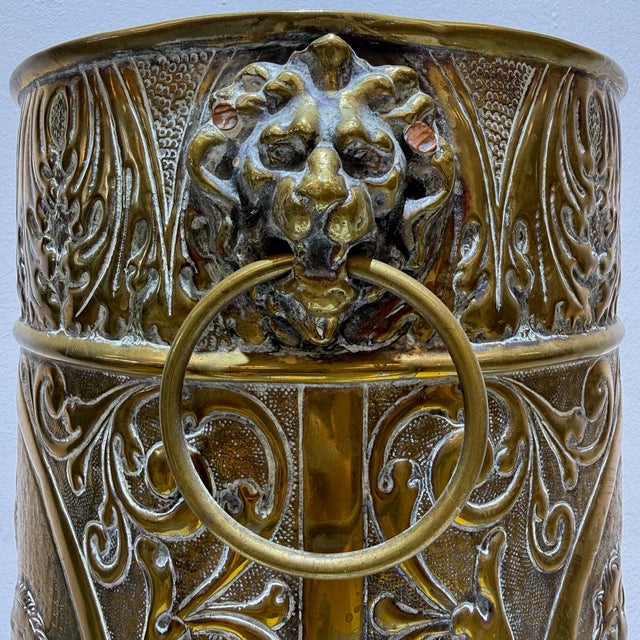 Large Vintage Brass Umbrella Stand with Amsterdam Coat of Arms and Lion Heads, 1960s For Sale - Image 11 of 12