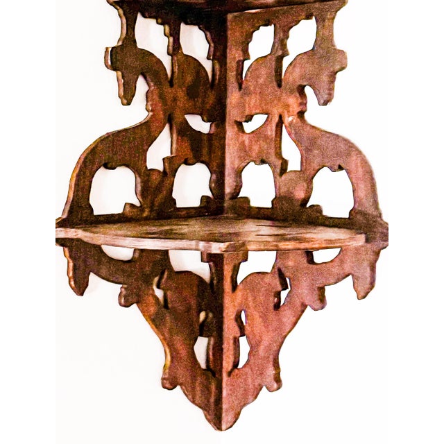 Antique English Regency Carved Mahogany Fretwork Hanging Corner Shelf / Bracket Antique Regency For Sale - Image 4 of 4
