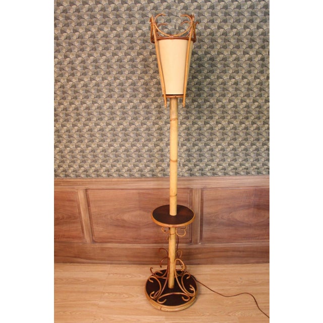 Rattan and Bamboo Floor Lamp, 1960s For Sale - Image 9 of 9