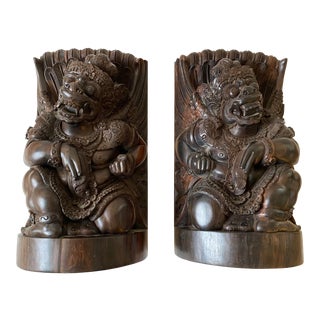 Iron Wood Bookends Indonesian - a Pair For Sale