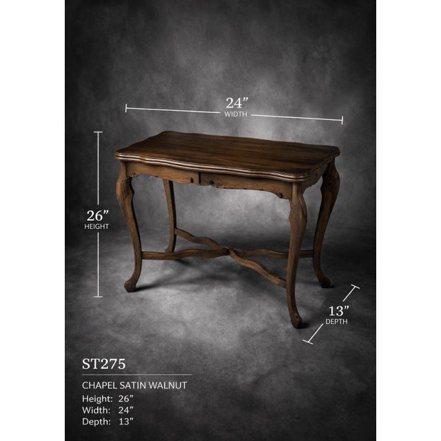 French Provincial Vintage French Provincial Serpentine Side Table in Old Chapel Satin Walnut — Sculptural Cabriole Legs, Matching Companion Available (St275) For Sale - Image 3 of 6