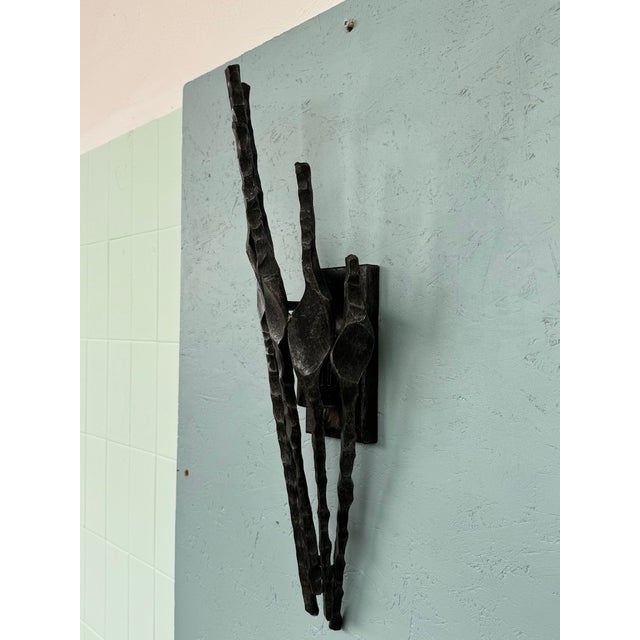 Industrial Italian Brutalist Wall Lamp in Iron, 1970s For Sale - Image 3 of 13