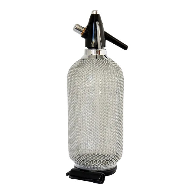 Metal Mesh Covered Seltzer Bottle For Sale