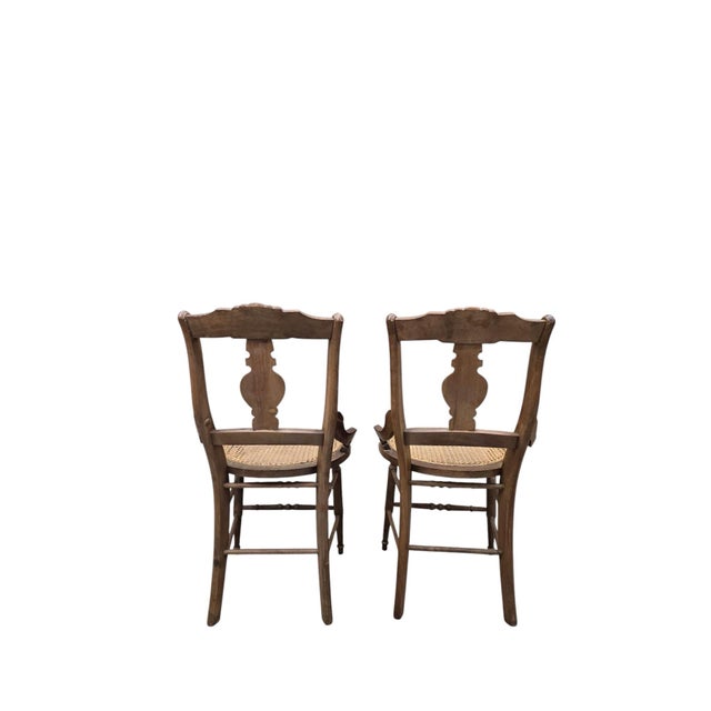 Antique French Provincial Oak Dining Armchairs With Cane Seats - Set of 5 For Sale - Image 10 of 11
