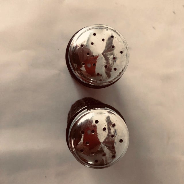 Mid-Century Modern Midcentury Amethyst Cut Glass Salt & Pepper Shakes For Sale - Image 3 of 6