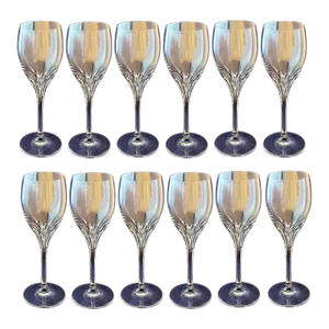 Clear Vintage Noritake "Turning Point" Blown-Crystal Wine/Water Stemware- Set of 12