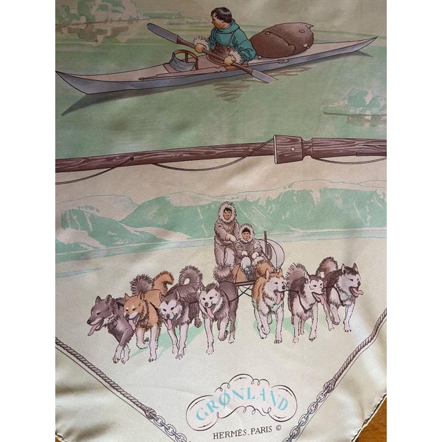 Textile HERMÈS GRONLAND Silk Scarf designed by Philippe Ledoux 1992 For Sale - Image 7 of 11