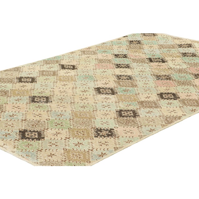 Rug & Kilim Vintage Zeki Müren Rug With Polychromatic Diamond Patterns, From Rug & Kilim For Sale - Image 4 of 7
