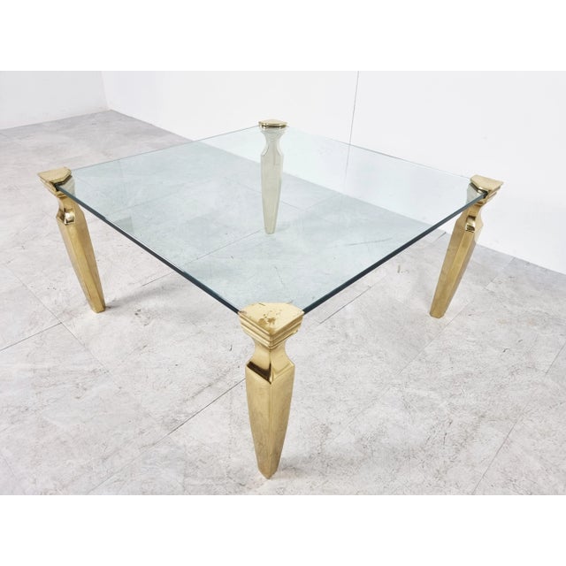 1970s Brass and Glass Coffee Table, 1970s For Sale - Image 5 of 9
