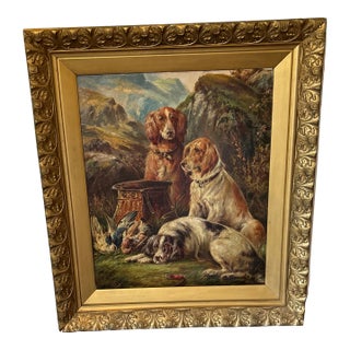 Large Painting of Hunting Dogs at Rest by H. S. Howell 1922. Signed and Dated. For Sale